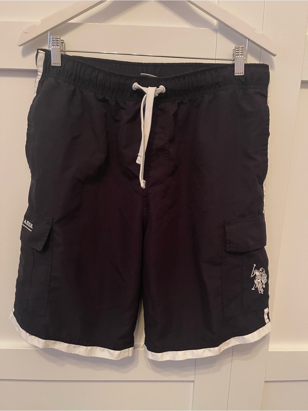 U.S. Polo Assn. Men’s Navy Swim Trunks with White Trim
